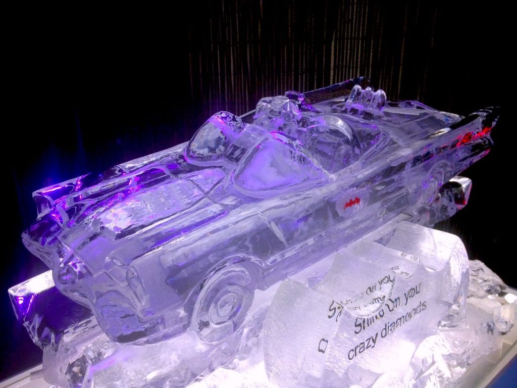 Batmobile ice luge designed for wedding