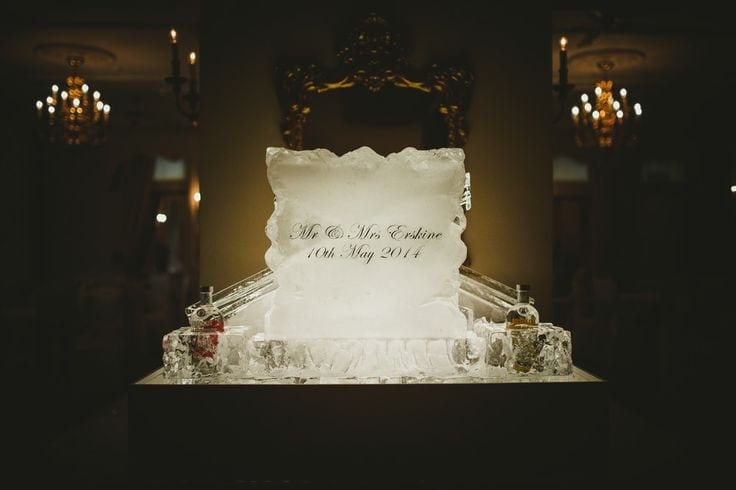 Engraved ice sculpture for wedding