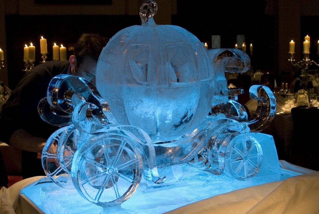 pumpkin carriage ice sculpture for wedding