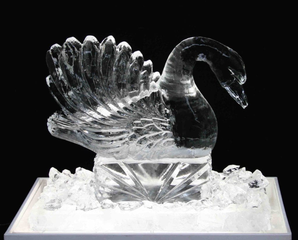swan ice sculpture for wedding
