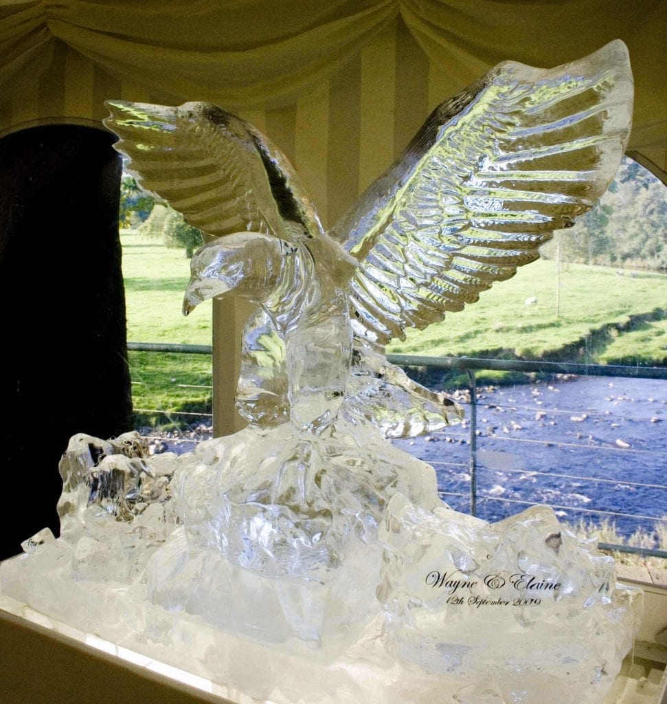 Eagle design ice sculpture for wedding