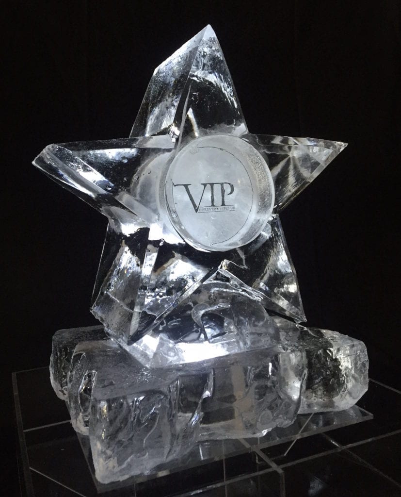 Star design ice sculpture table centre for wedding