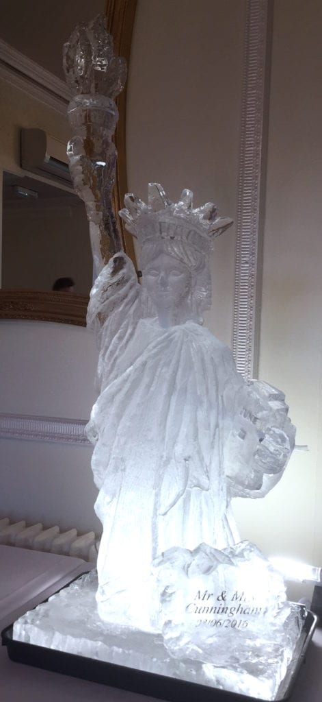 Statue for Liberty ice sculpture with name engraving for wedding